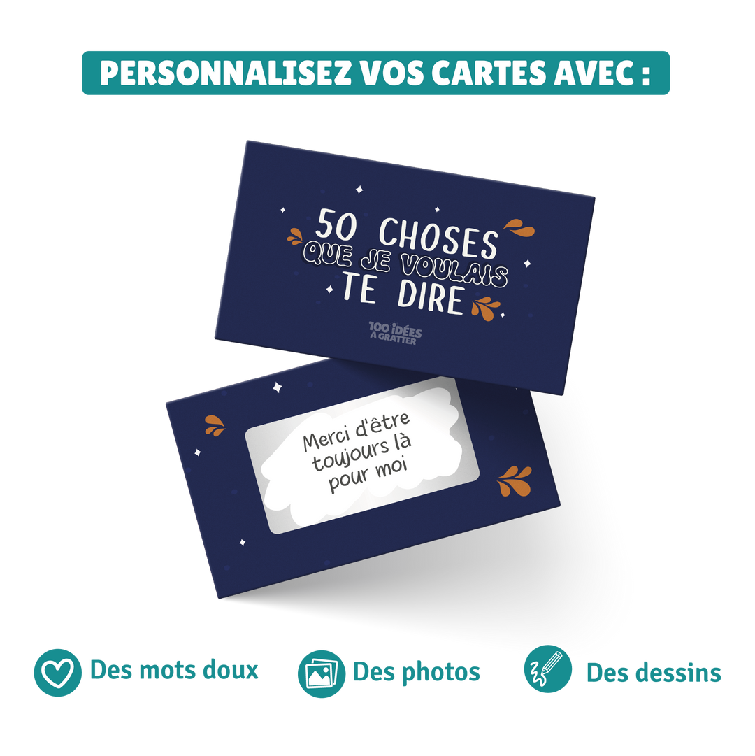 Cadeau personnalisé : kit de messages à gratter « Je voulais te dire », pour transmettre vos émotions avec originalité.