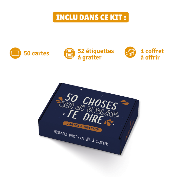 Kit personnalisé de messages à gratter « Je voulais te dire », parfait pour offrir un cadeau sentimental et unique.