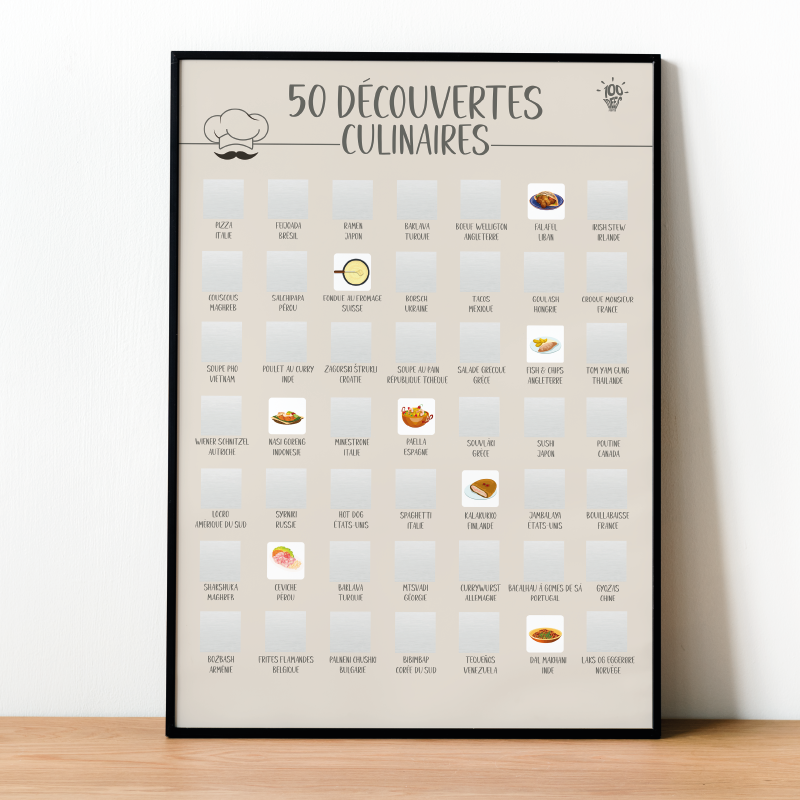 50 découvertes culinaires - Affiche à gratter – 100ideesagratter