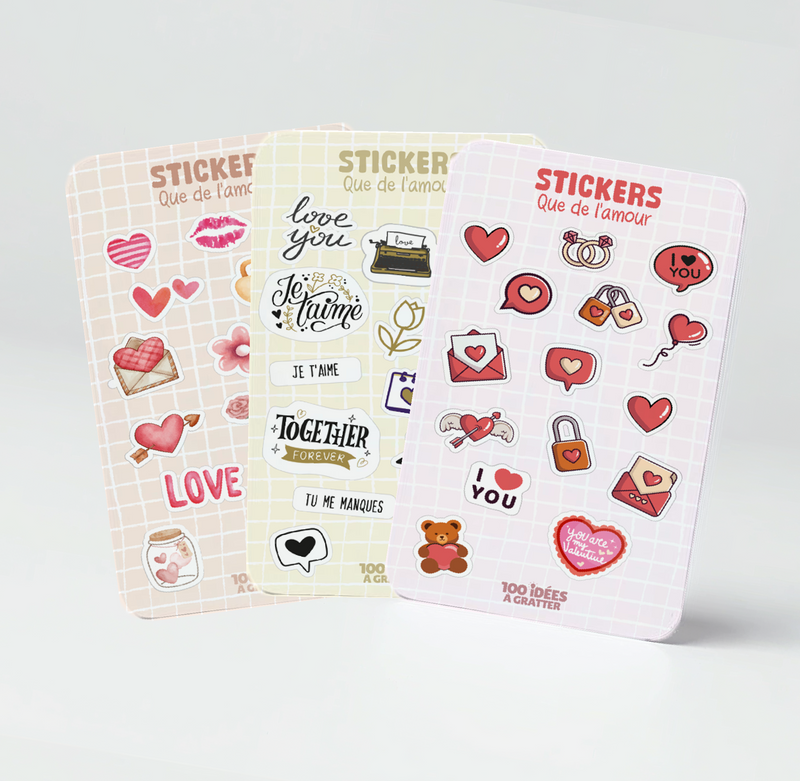 Lot de 3 Planches "Que de l'amour" – 45 Stickers