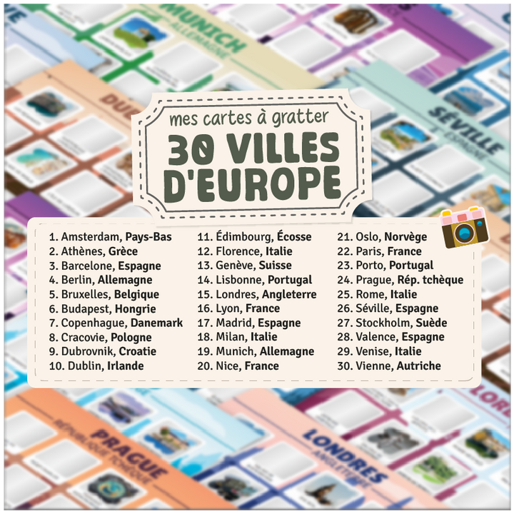 30 villes d'Europe - Mes cartes à gratter