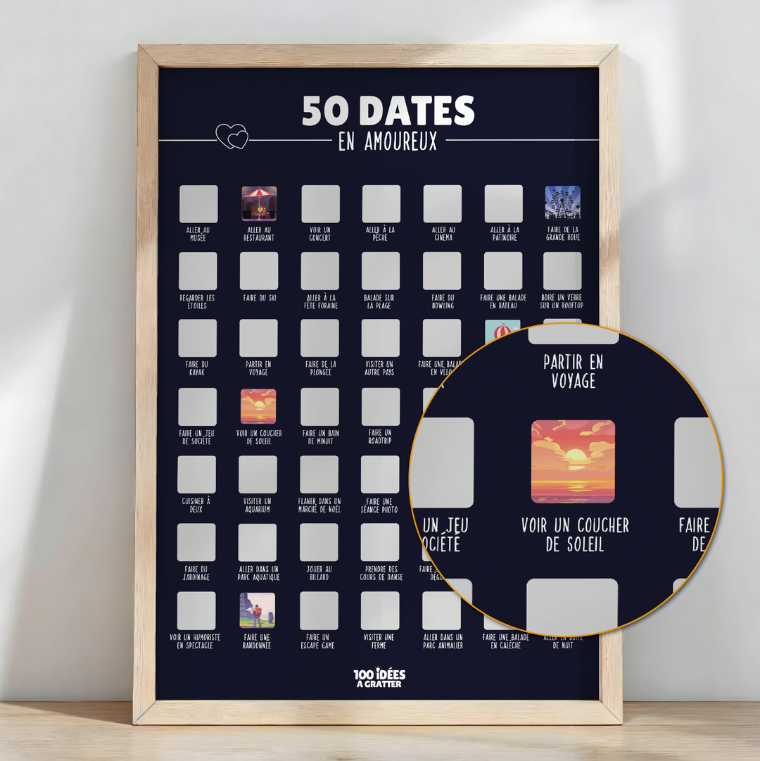 50 dates en amoureux - Affiche à gratter