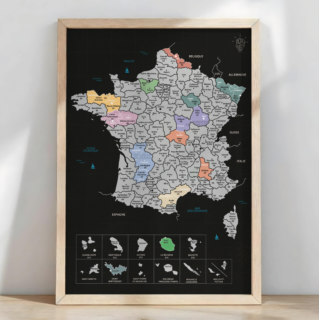 Carte de France - Affiche à gratter