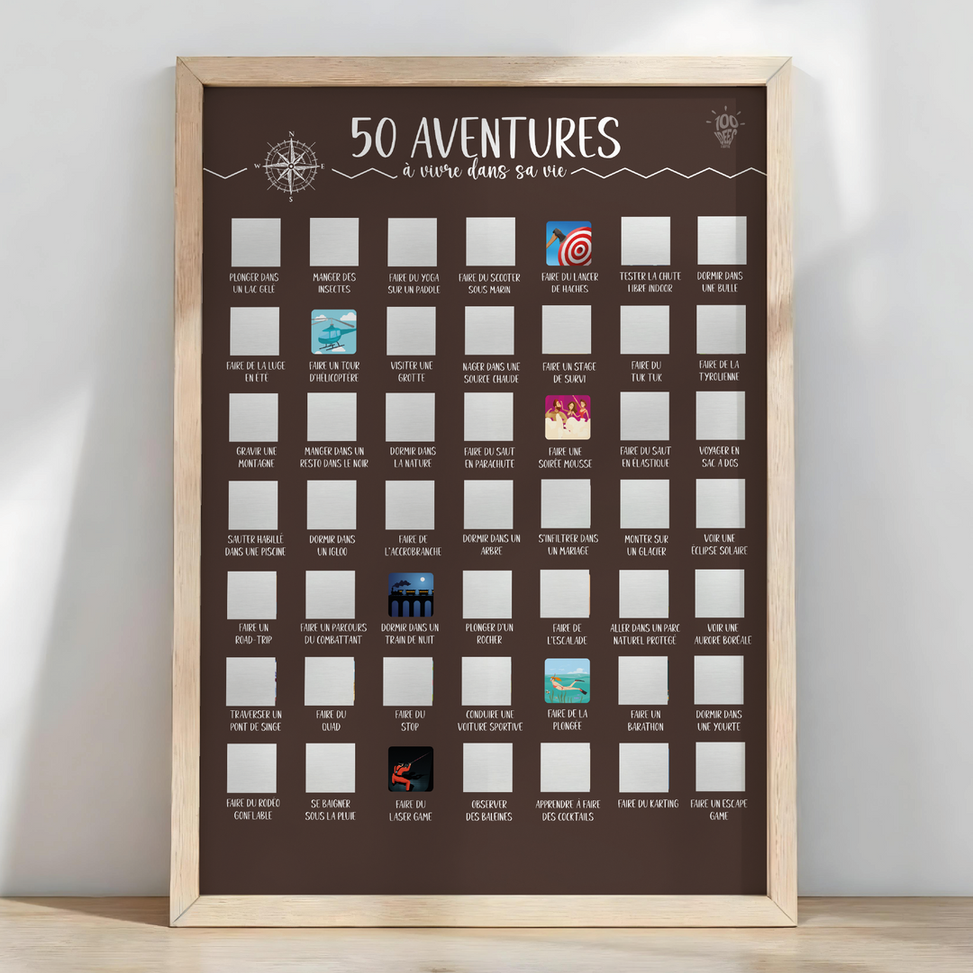 50 aventures à vivre dans sa vie - Affiche à gratter