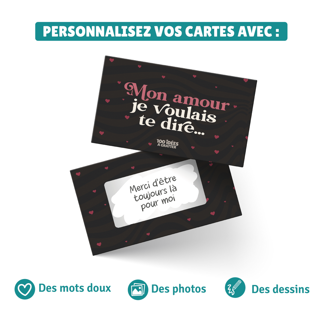 Mon amour je voulais te dire - Kit de messages à gratter personnalisable
