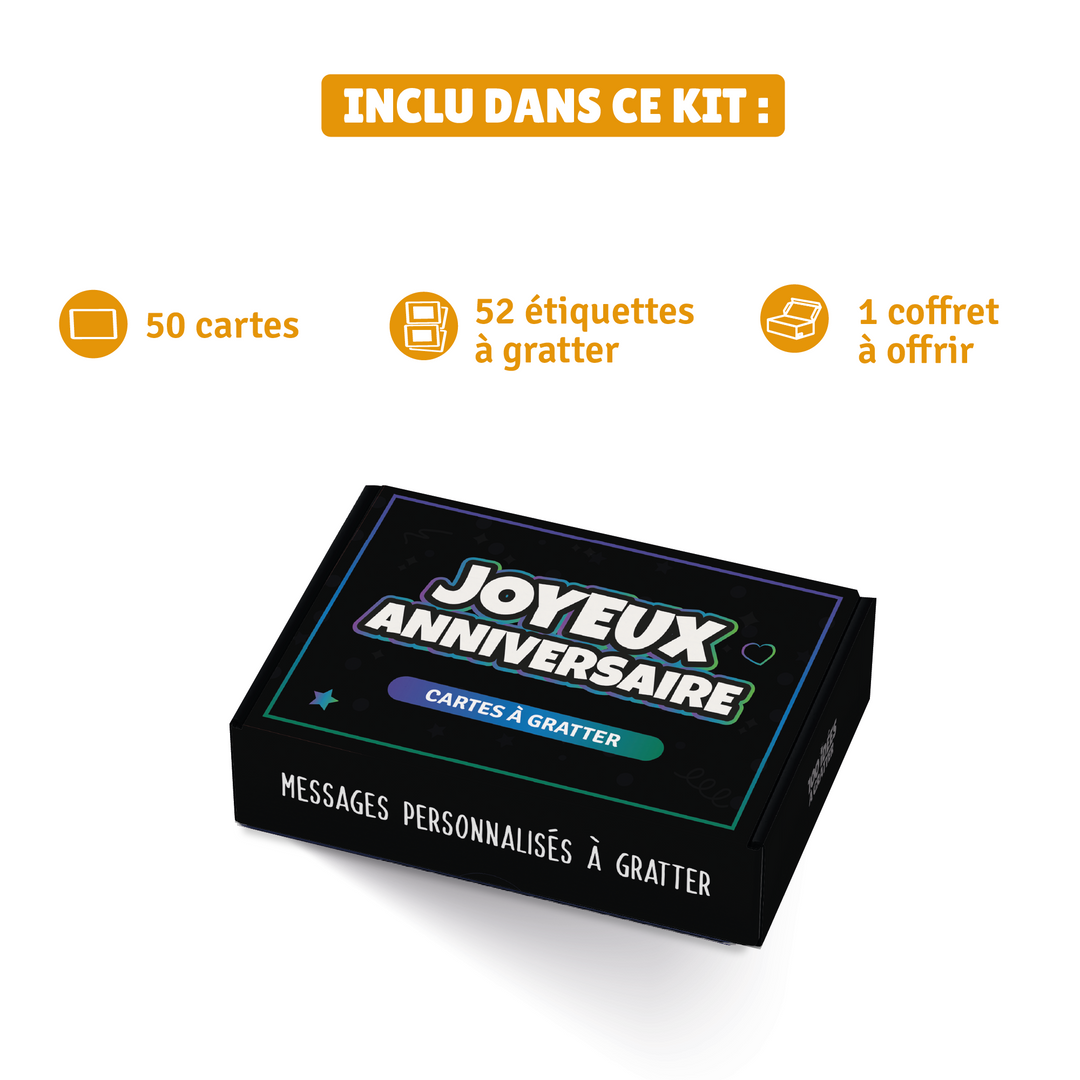 Joyeux anniversaire - Kit de messages à gratter personnalisable