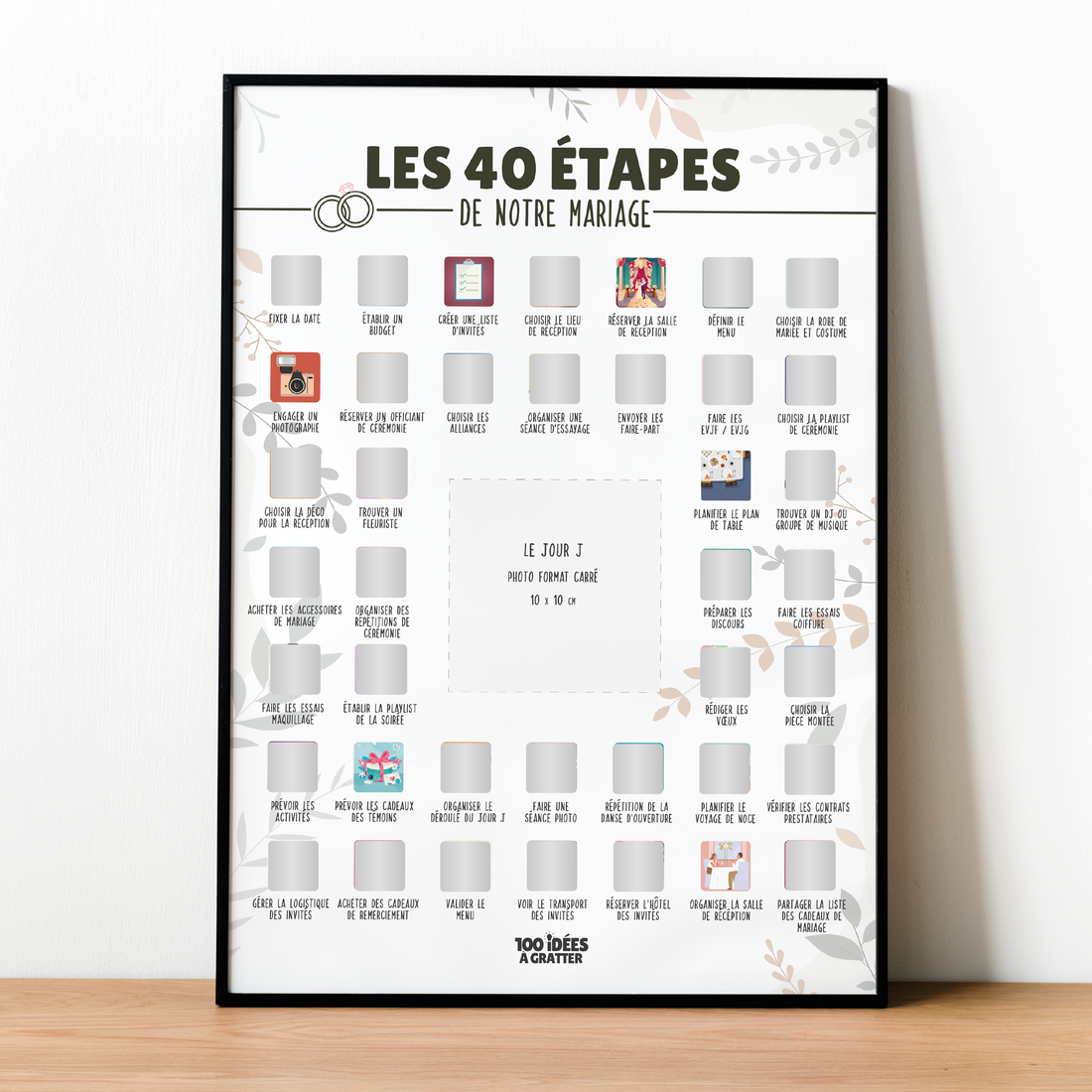 40 étapes de notre mariage - Affiche à gratter
