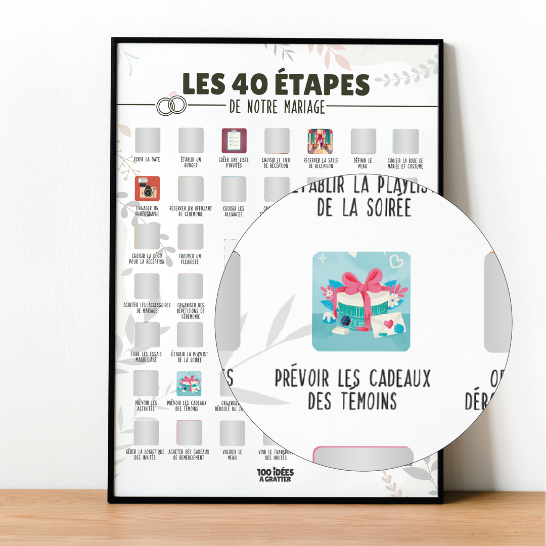 40 étapes de notre mariage - Affiche à gratter