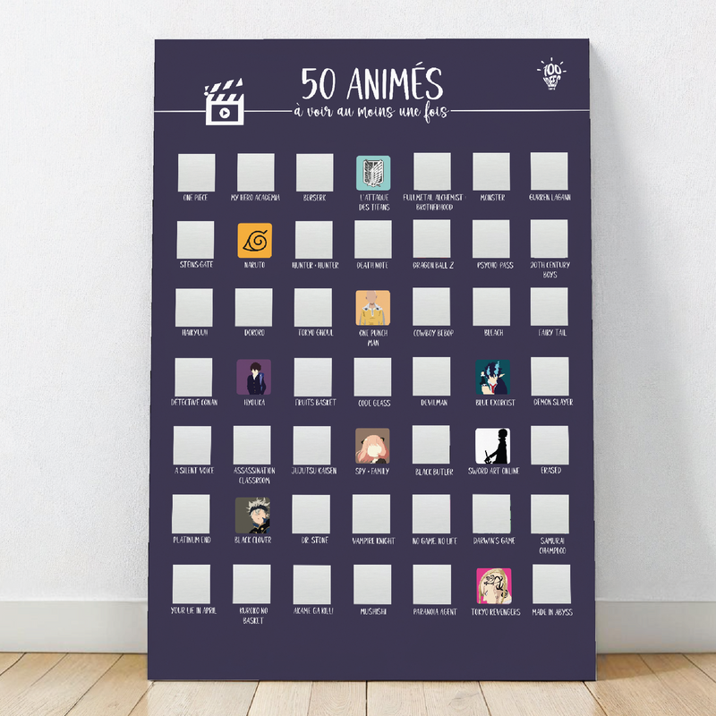 50 animés à voir au moins une fois - Affiche à gratter