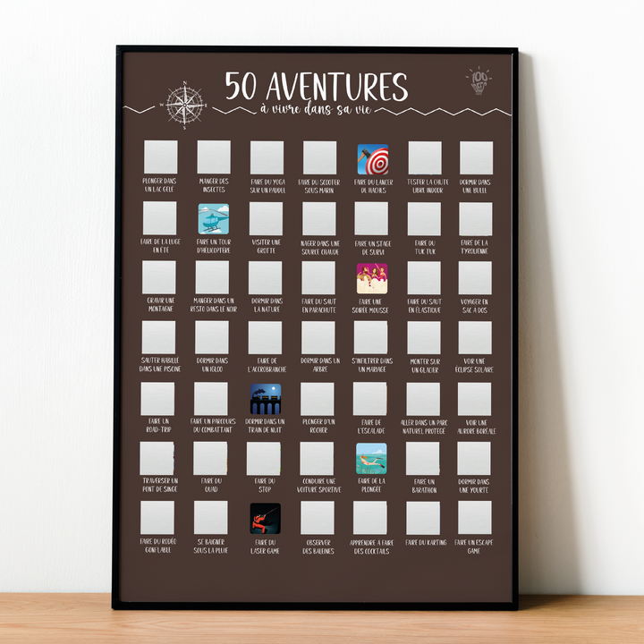 50 aventures à vivre dans sa vie - Affiche à gratter