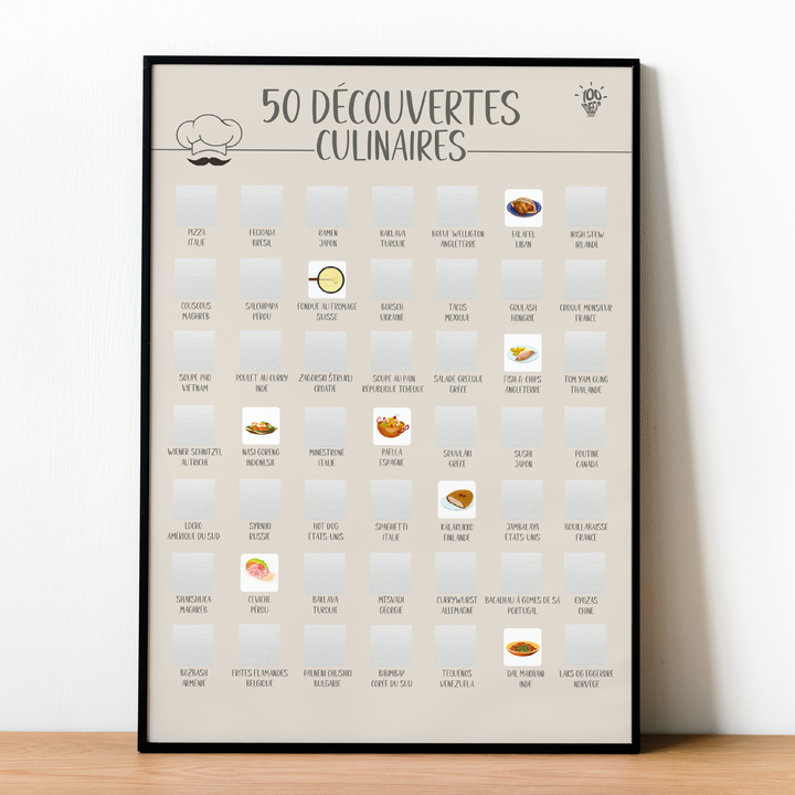 50 découvertes culinaires - Affiche à gratter