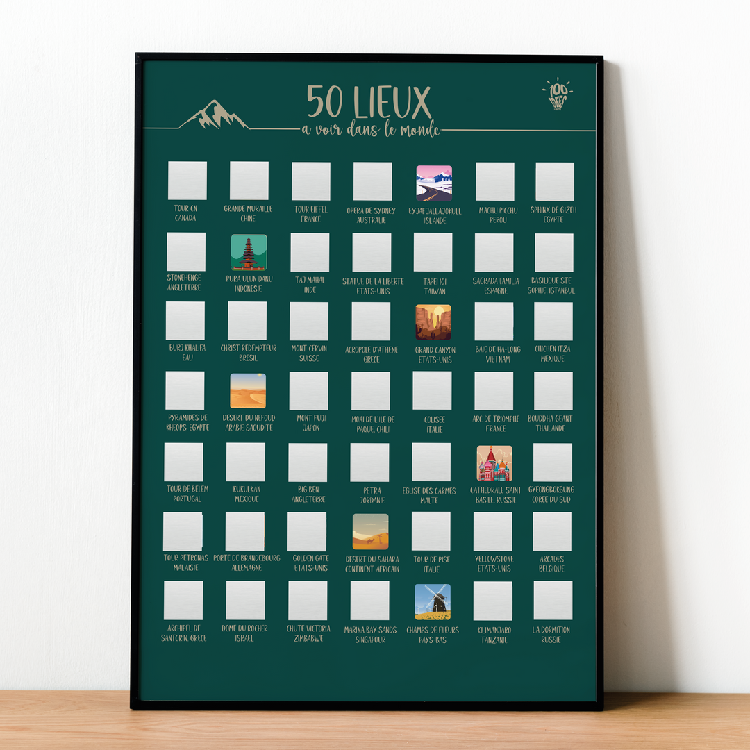50 lieux à voir dans le monde - Affiche à gratter