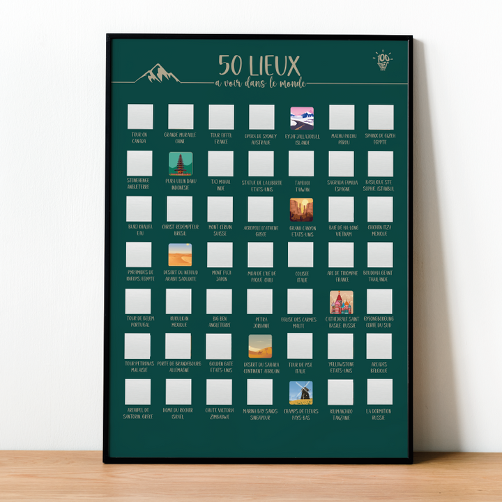 50 lieux à voir dans le monde - Affiche à gratter